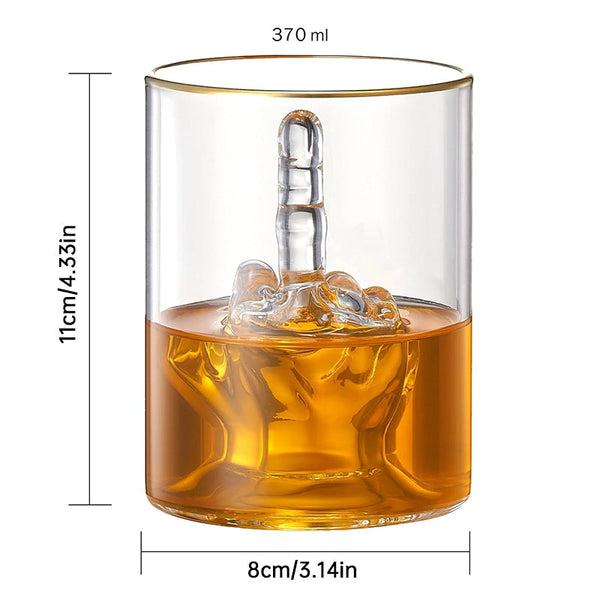 Middle Finger Whiskey Glass With 3D Inside Funny Novelty For Bourbon Scotch tails Unique Gift Men Glassware & Drinkware