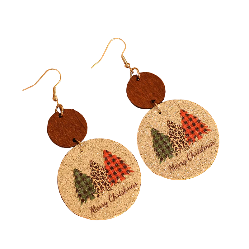 Pu Leather Christmas Tree Earrings