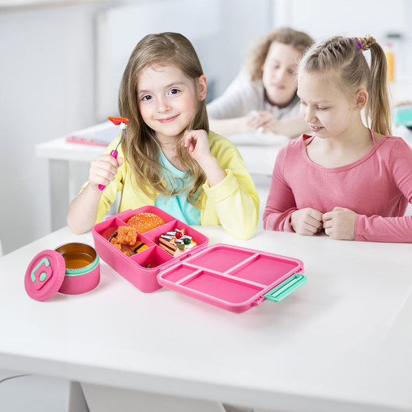 Kids' Bento Lunch Bag With 1700Ml Containers & Thermos School Lunch Storage Lunchboxes & Bags