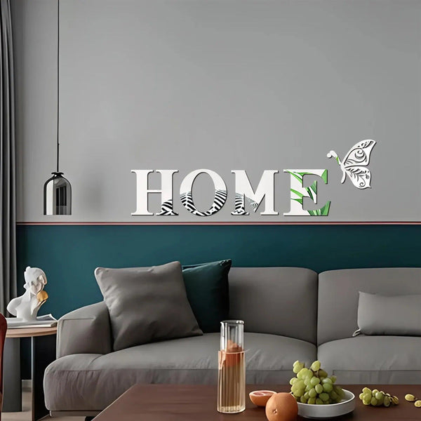Home Butterfly Acrylic Mirror Wall Letter Stickers Background Wall Stickers