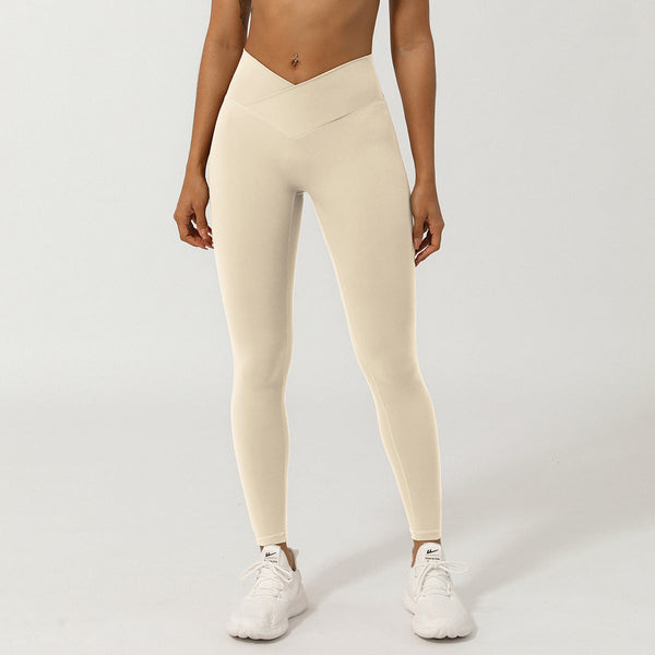Cross V Shaped Yoga Cropped Pants Without T Line Peach Hip Lifting Fitness Quick Drying Sports Activewear Pants