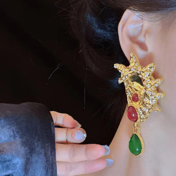 Veile Studios Gold Glazed For Women With Exaggerated Personality And Asymmetrical Design Earrings