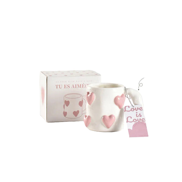 Peach Heart Ceramic Cup High Beauty Pink Girl Mug Couple Water Home Coffee Mugs