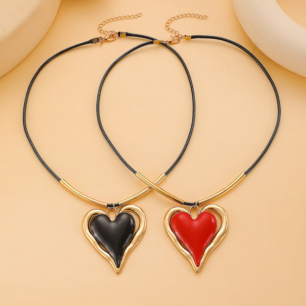 Exaggerated Large Heart Necklace Sweet And Spicy Lolita Style Pendant Clavicle Chain For Women Necklaces & Pendants