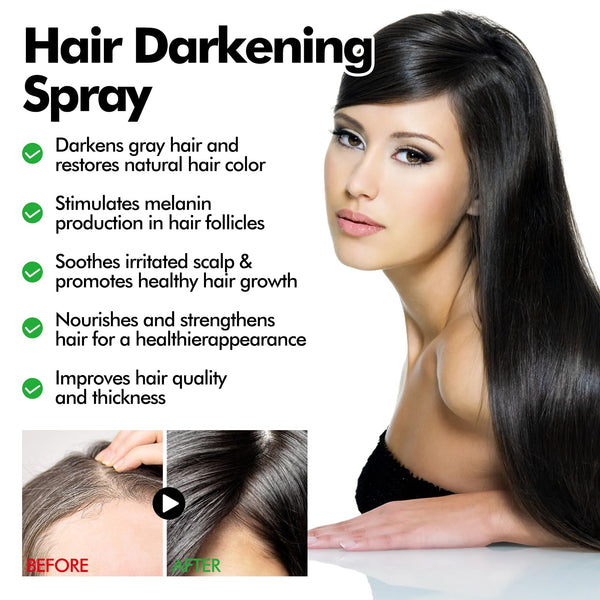 Hair Darkening Spray Natural Black Cover White Smooth Shiny Moisturizing Dense Conditioning Sets & Kits