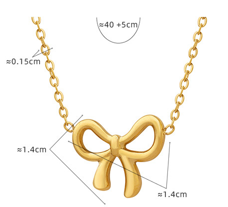 Titanium Steel Bow Pendant Necklace Necklaces & Pendants