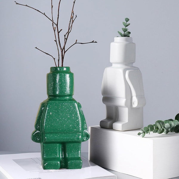 Robot Vase Resin Creative Home Decor Living Room Decoration Insertion Vases