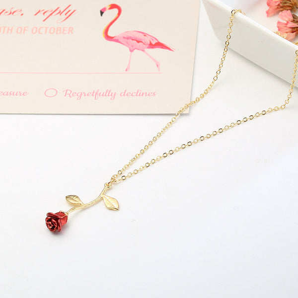 Creative Red Rose Pendant Necklace For Girlfriend Valentine's Day Gift Necklaces & Pendants