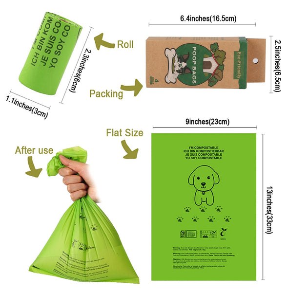 Biodegradable Pet Waste Bags Corn Starch Pla Degradable Poop 4 Pack Box Set Pooper Scooper & Bags