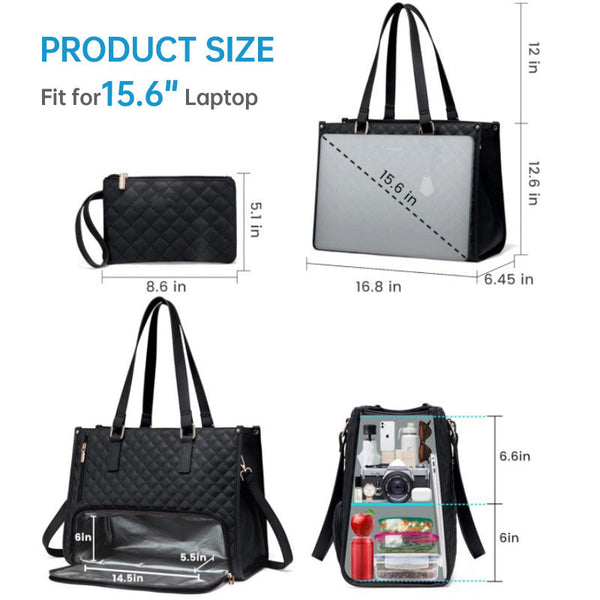 2 In 1 Travel Tote: Laptop & Insulated Lunch Bag. Ideal For Business Work Nursing Office College Casual Use Laptop Cases & Bags