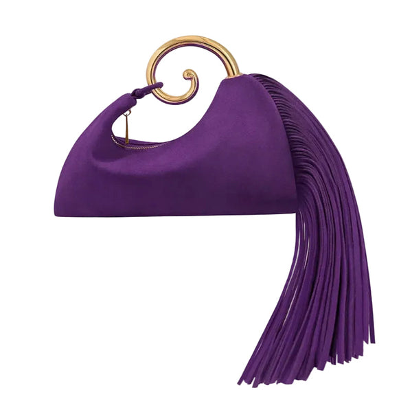 Winter Women's Bag Fashionable Synthetic Suede Purse With Leather Tassels Elegant Outdoor Travel Women's Bags & Handbags