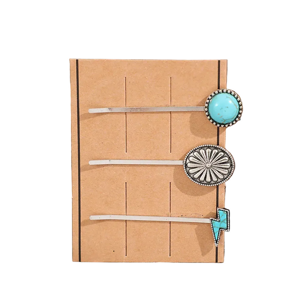3 Pcs/Set Artificial Turquoise Hair Pins Hair Accessories