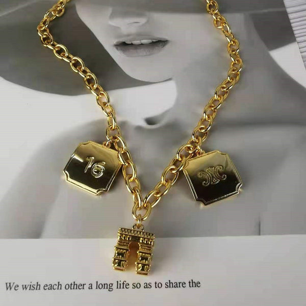 Triumphal Arch Embossed Brand High Grade Vintage Thick Chain Necklace Bracelet Bracelets