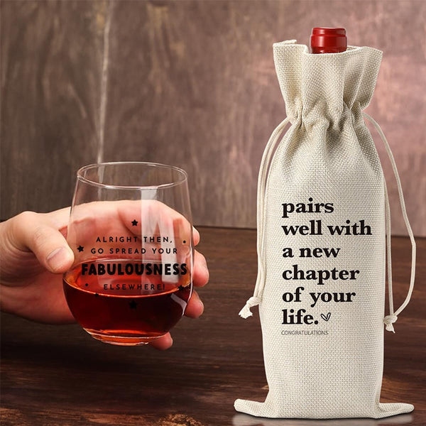 Red Wine Bag For Retirement Celebration: Party Packaging Imitation Linen Drawstring Pouch Gift Gift Bags