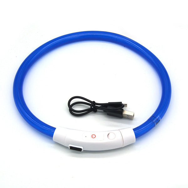 Led Fiber Optic Dog Collar Multi Color Pvc Usb Rechargeable Night Safety (S/M/L Sizes) Dog Collars
