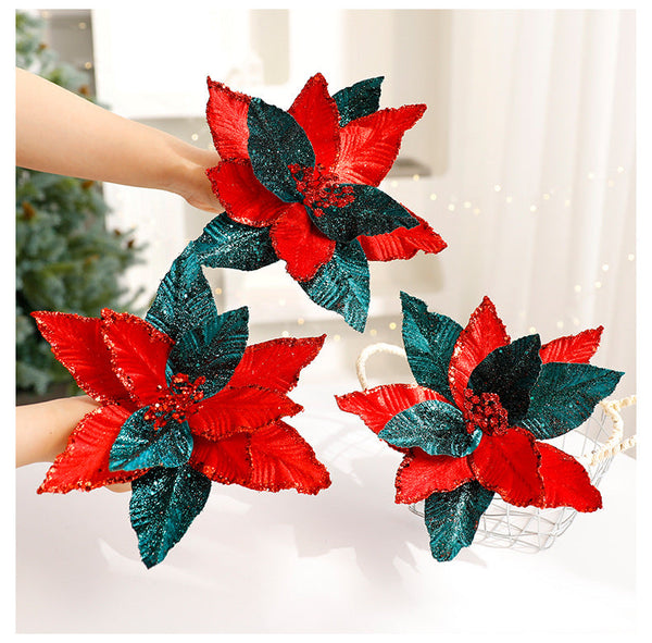 High End Christmas Flower Velvet Handmade Artificial Flowers Tree Decorations Ornaments Seasonal Decorations