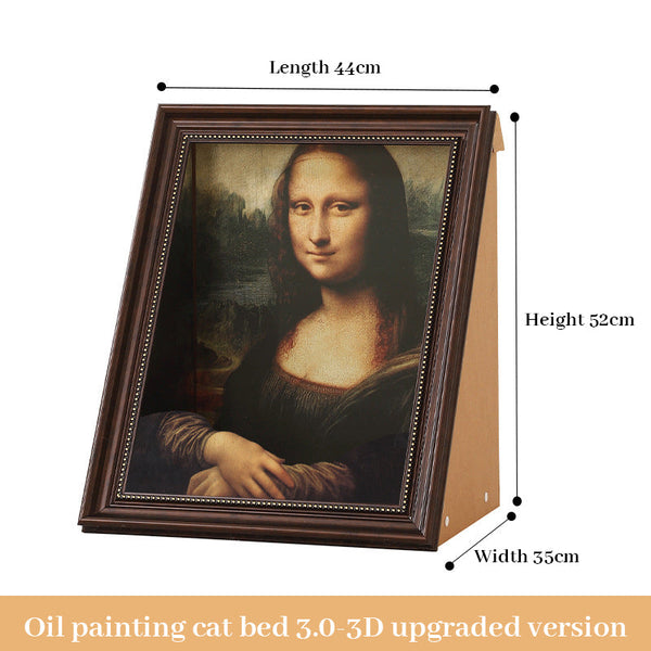 3D Mona Lisa Cat Scratcher With Removable Oil Painting Frame Furniture & Scratchers