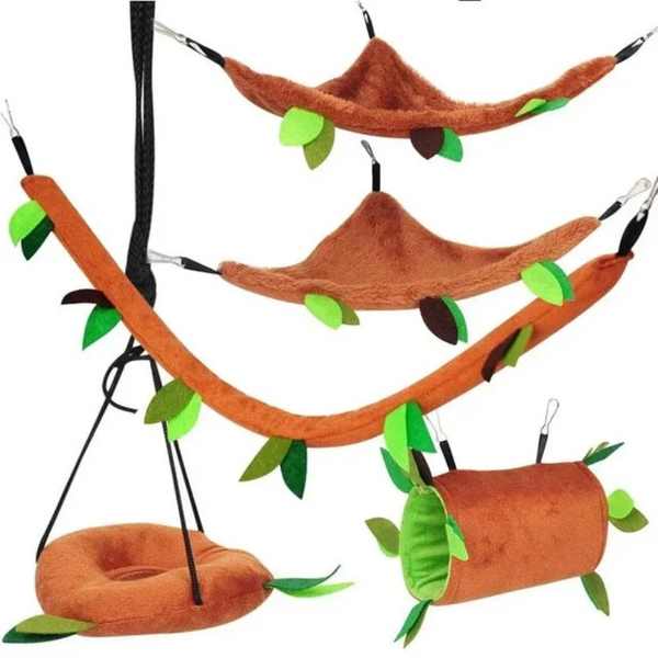 Hamster Ropeway Nest Forest Hammock Soft Toys Leaf Tunnel House Warm Cage Stump Small Pet Supplies Small Animal Supplies