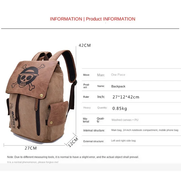 The New One Piece Naruto Anime Peripheral Backpack Shoulder Bag Primary And Secondary School Students Canvas Gifts Backpacks & Bags