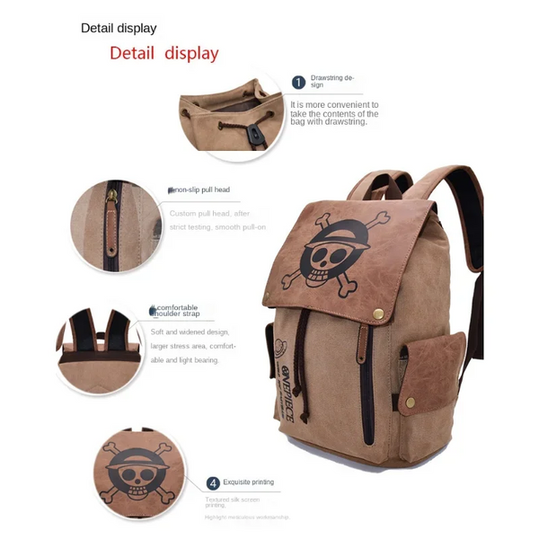 The New One Piece Naruto Anime Peripheral Backpack Shoulder Bag Primary And Secondary School Students Canvas Gifts Backpacks & Bags