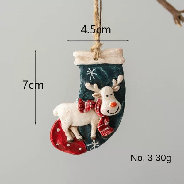 American Retro Christmas Resin Ornament Reindeer Carousel Tree Decoration Hanging Scene Seasonal Decorations