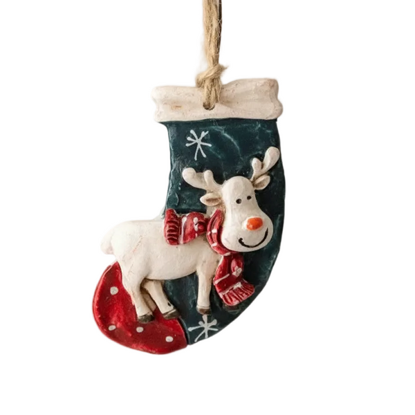 American Retro Christmas Resin Ornament Reindeer Carousel Tree Decoration Hanging Scene Seasonal Decorations