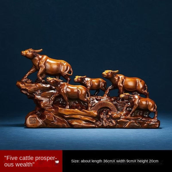 Decorations With The Five Bulls And Ox Qi Soaring Into Sky Zodiac Signs Home Living Room Wine Cabinet Sculptures & Figurines