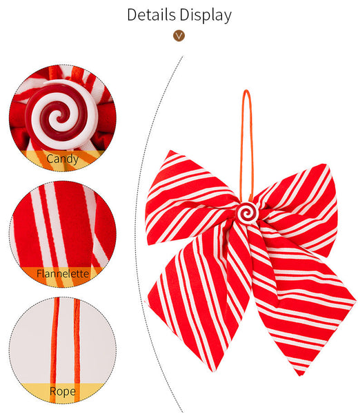 Christmas Decorations With Red And White Striped Bows Seasonal Decorations