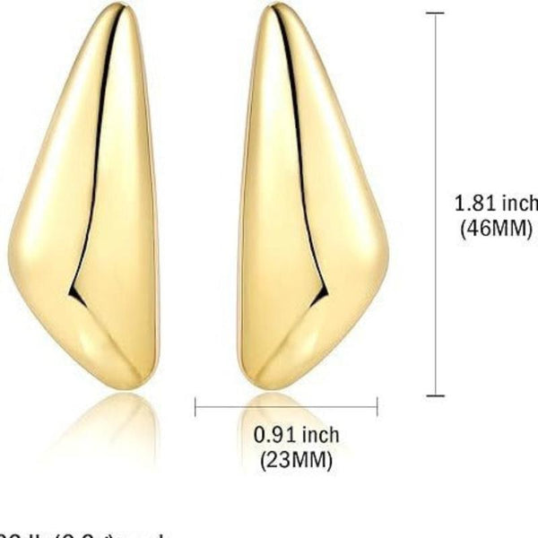 Veile Studios Fashionable Droplet With Light Sensitive Surface Gold Melon Seed Design Earrings