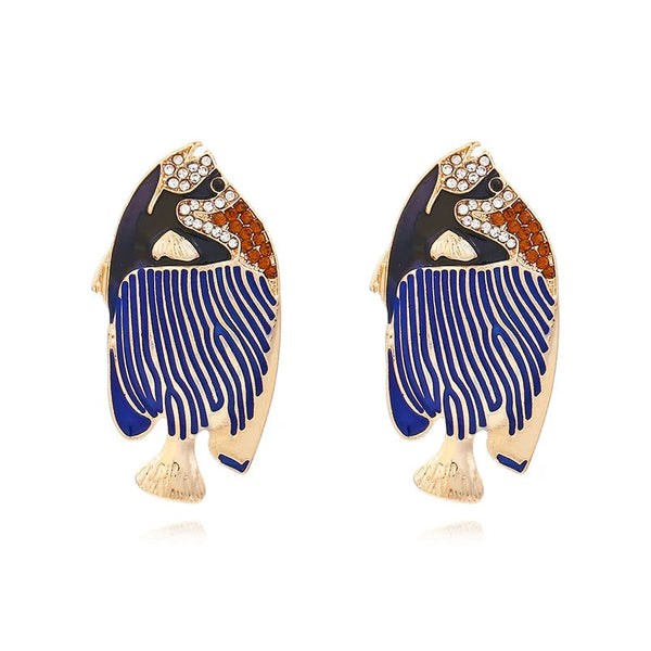 Veile Studios Alloy Diamond Hot Belt Fish Drip Oil Joker Fashion Accessories Earrings