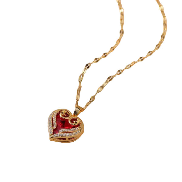 Colorful Zircon Love Heart Pendant Necklaces For Women Girls Stainless Steel Trendy Romantic Jewelry Accessories Gifts Necklaces & Pendants
