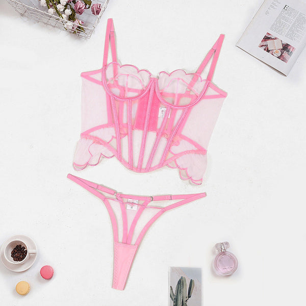 Two Piece Set Of Straps With Mesh Edges And Perspective Lingerie Shapewear