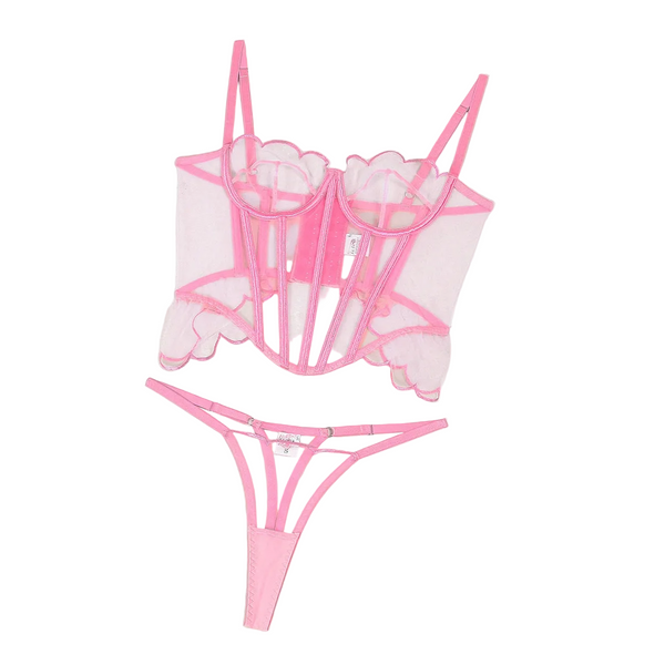 Two Piece Set Of Straps With Mesh Edges And Perspective Lingerie Shapewear