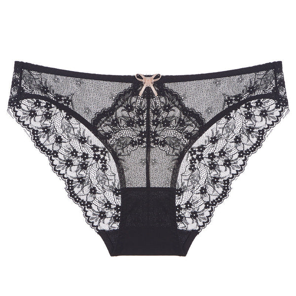 French Style  Lace Briefs Ultra Thin Breathable Plus Size Women's Thong Underwear Low Waist Butt Lifting Panties