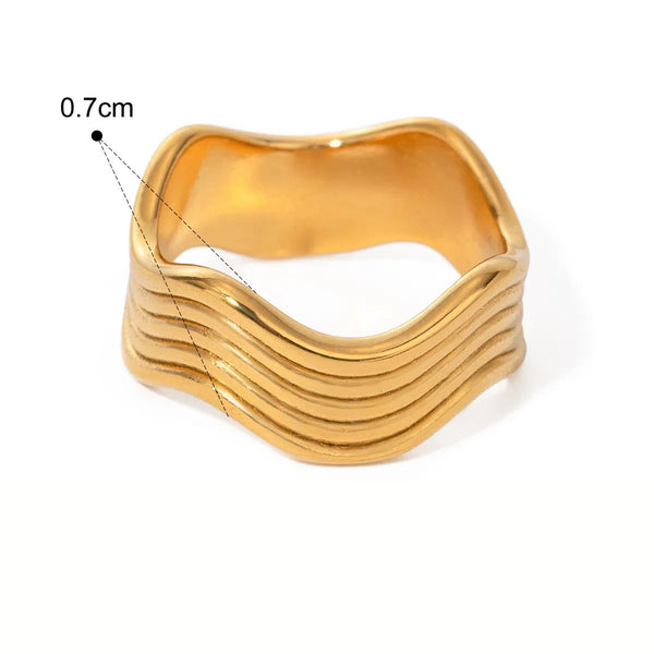 Stainless Steel Corrugated Ring Gold Rings
