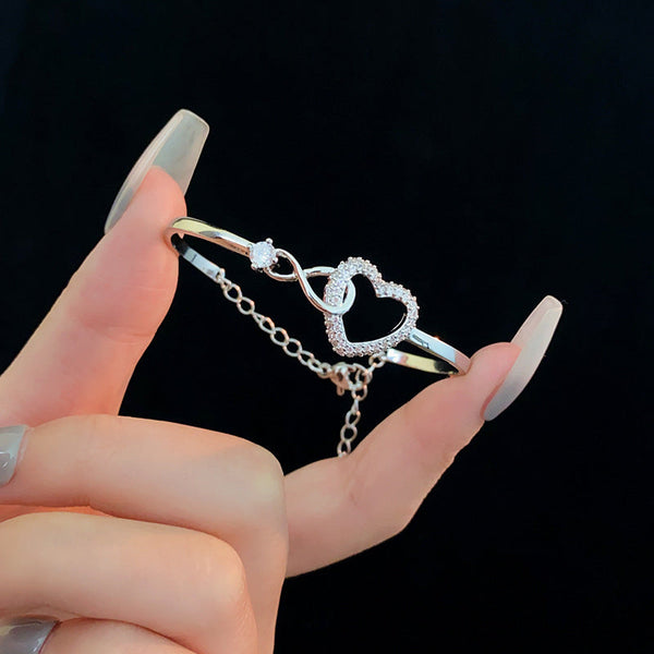 Infinite Symbol Hollow Heart Bracelet For Daughter With Gift Box Ideal Her Birthday Party Adult Bracelets