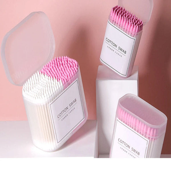 100/200/300Pcs Disposable Double Head Wood Cotton Swab Lipstick Ear Cleaning Buds Makeup Sticks Swabs Tools Sponges Applicators & Cotton
