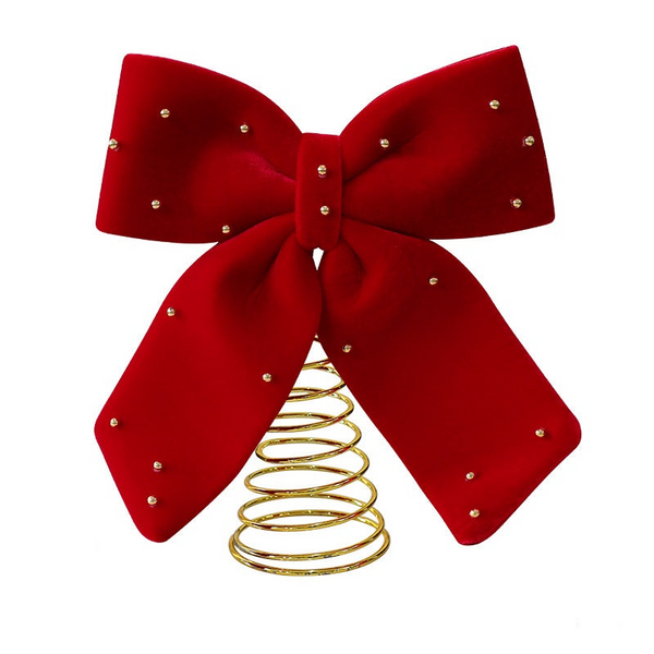 Santyuan New Red Velvet Tree Top Star Christmas Decoration Bowknot Topper Ornament Seasonal Decorations