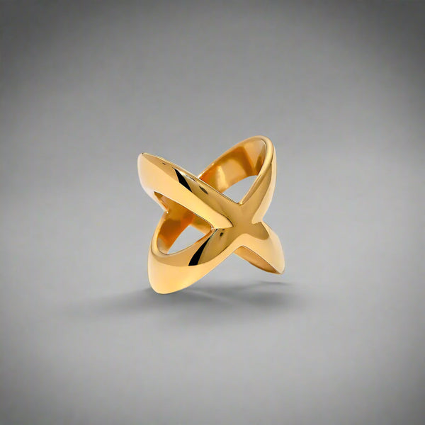 18K Gold Plated Crisscross Ring Rings
