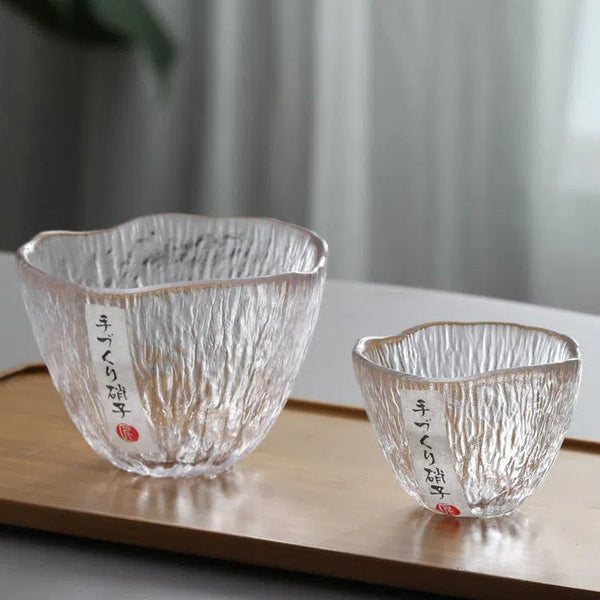 Small Personal Cup Tea Tasting Hammer Patterned Kung Fu Heat Resistant Glass Single Cups & Saucers