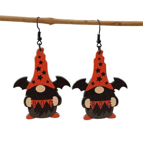 Wooden Point Hat Gnome Shape Earrings