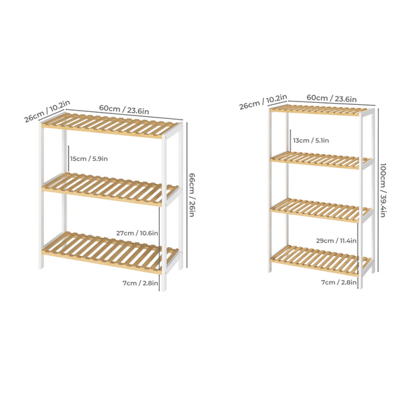 Levede 3 Tier Bamboo Shoe Rack Organizer White & Natural Shoe Racks