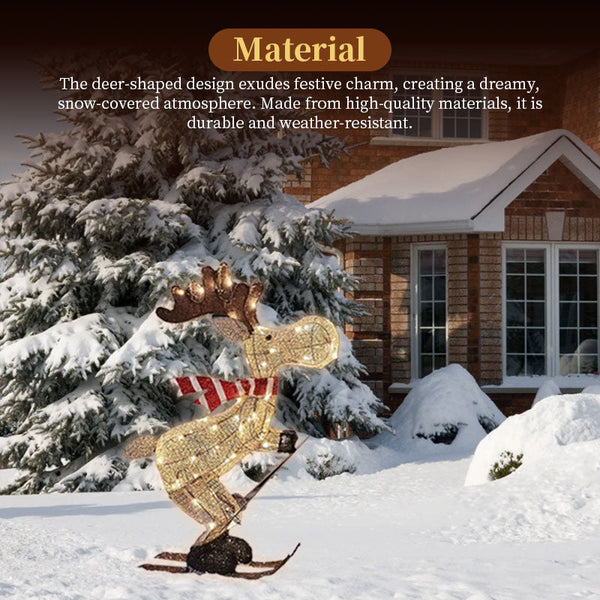 Lighted Skiing Reindeer Ornament With Led For Christmas Lawn & Tree Seasonal Decorations