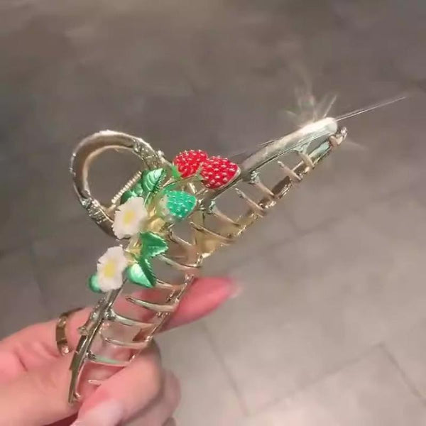Sweetheart Dripping Oil Colourful Strawberry Shark Clip Alloy Hair Accessory Hair Accessories