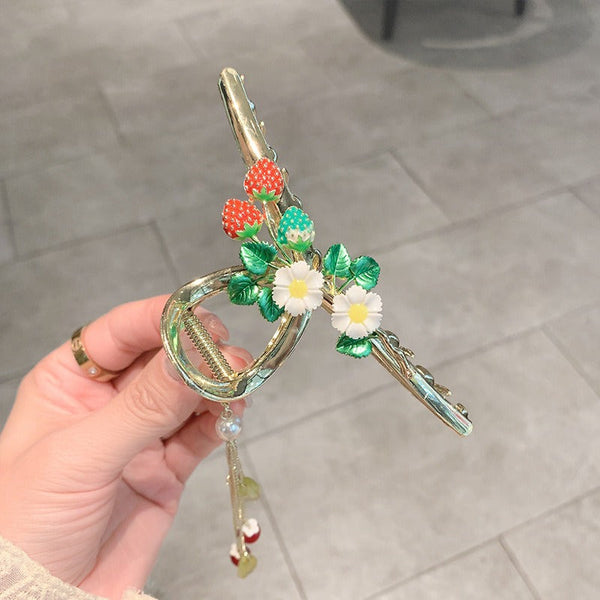 Sweetheart Dripping Oil Colourful Strawberry Shark Clip Alloy Hair Accessory Hair Accessories