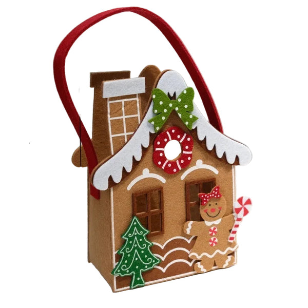 Christmas Felt House Tote Bag Gift Decoration Candy Hand Carry Seasonal Decorations