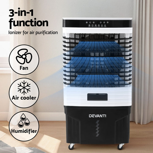 Devanti 60L Evaporative Air Cooler Conditioner Portable Air Conditioners