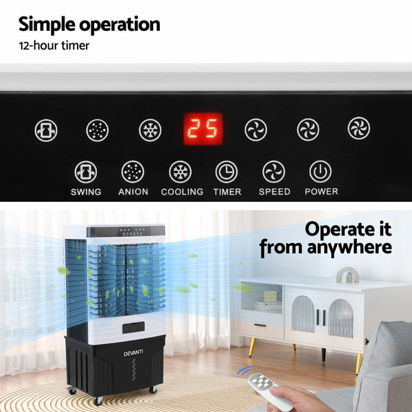 Devanti 60L Evaporative Air Cooler Conditioner Portable Air Conditioners