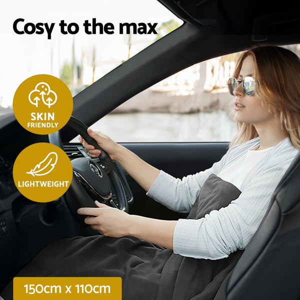 Giselle Electric Heated Blanket Car Throw Rug Grey Electric Blankets