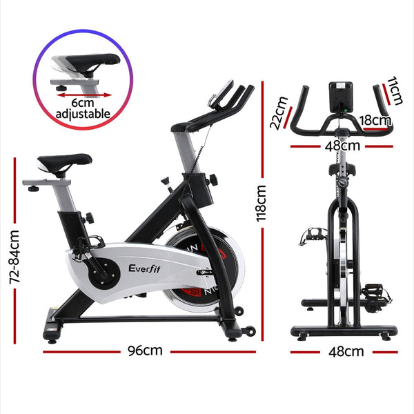Everfit 15Kg Flywheel Spin Bike Exercise Home Gym Fitness 120Kg Capacity Exercise Bikes